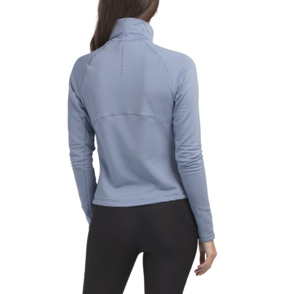 ASICS Black Long Sleeve Mock Neck Grid Fleece Top - Picture 2 of 2